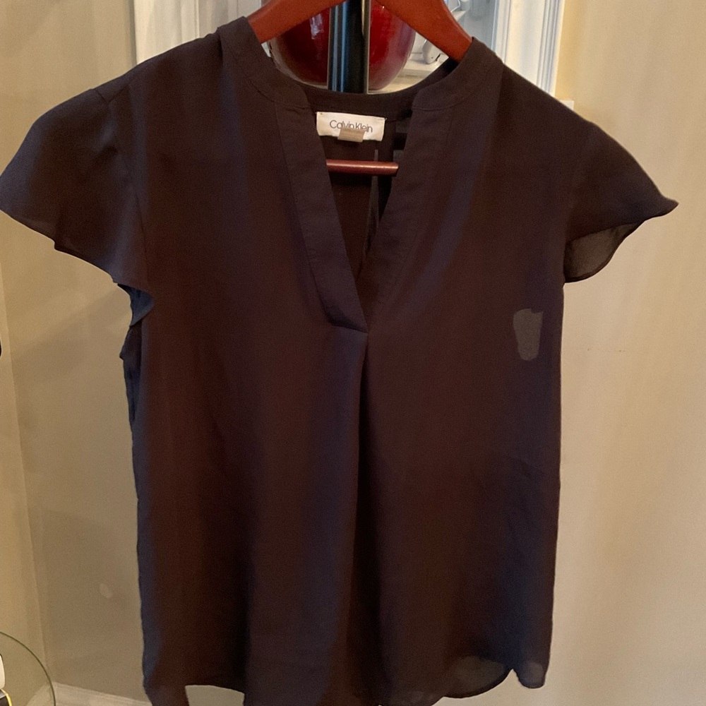 Calvin Klein V-Neck Short Sleeve Blouse